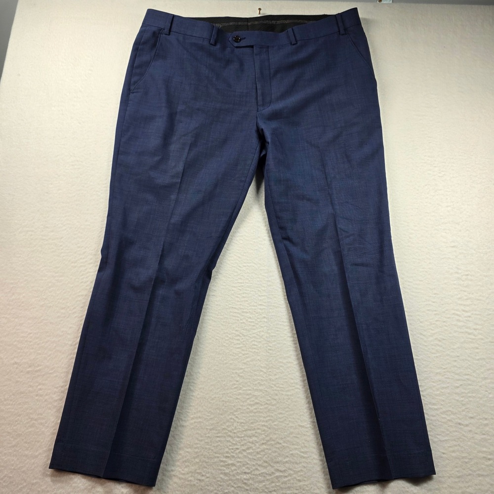 Lauren Ralph Lauren Men's Blue Wool Dress Pants 38W x 30L Micro Check Flat Front